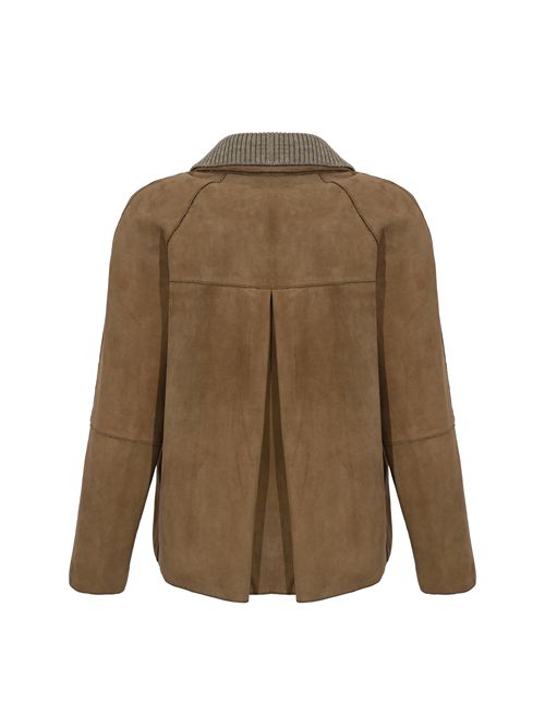 Giubbotto Sole in suede e maglia Cammello LEATHER AUTHORITY | SOLEJ33